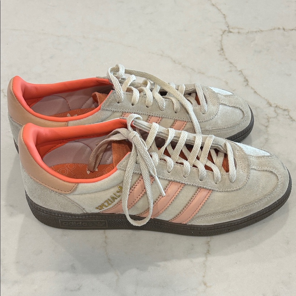 Adidas Women's Cream and Coral Sneakers women's size 8.5
